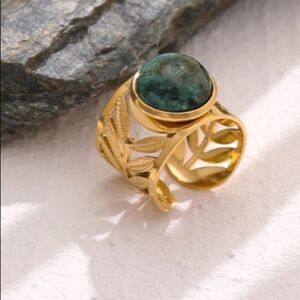 #41 NEW 18k Gold Plated Natural African Turquoise Ring